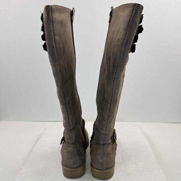 Vanity Womens Size 6.5 Brown Knee High Riding Boots Faux Leather Buckle Zipper - Picture 4 of 14